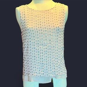 Lucky Brand Peach & Silver Sleeveless Sequin Tank Top